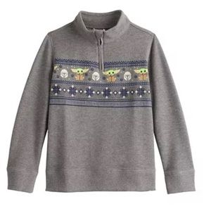 Star Wars Ribbed Long Sleeve Shirt Yoda Fair Isle Print